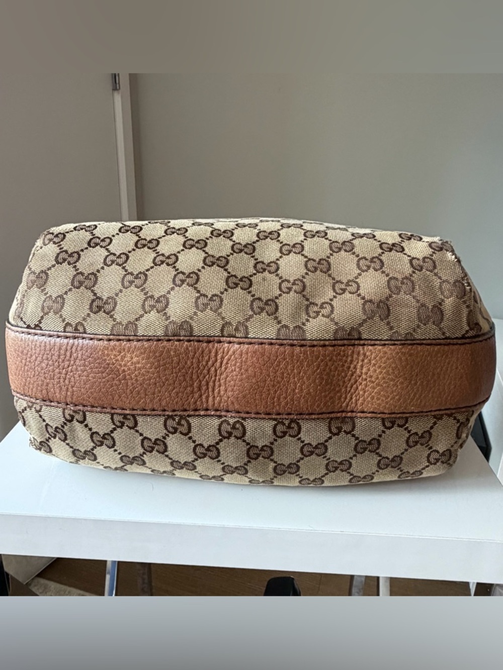 Gucci GG Canvas Bamboo Hobo Bag Brown Leather Braided Strap - Picture 5 of 12